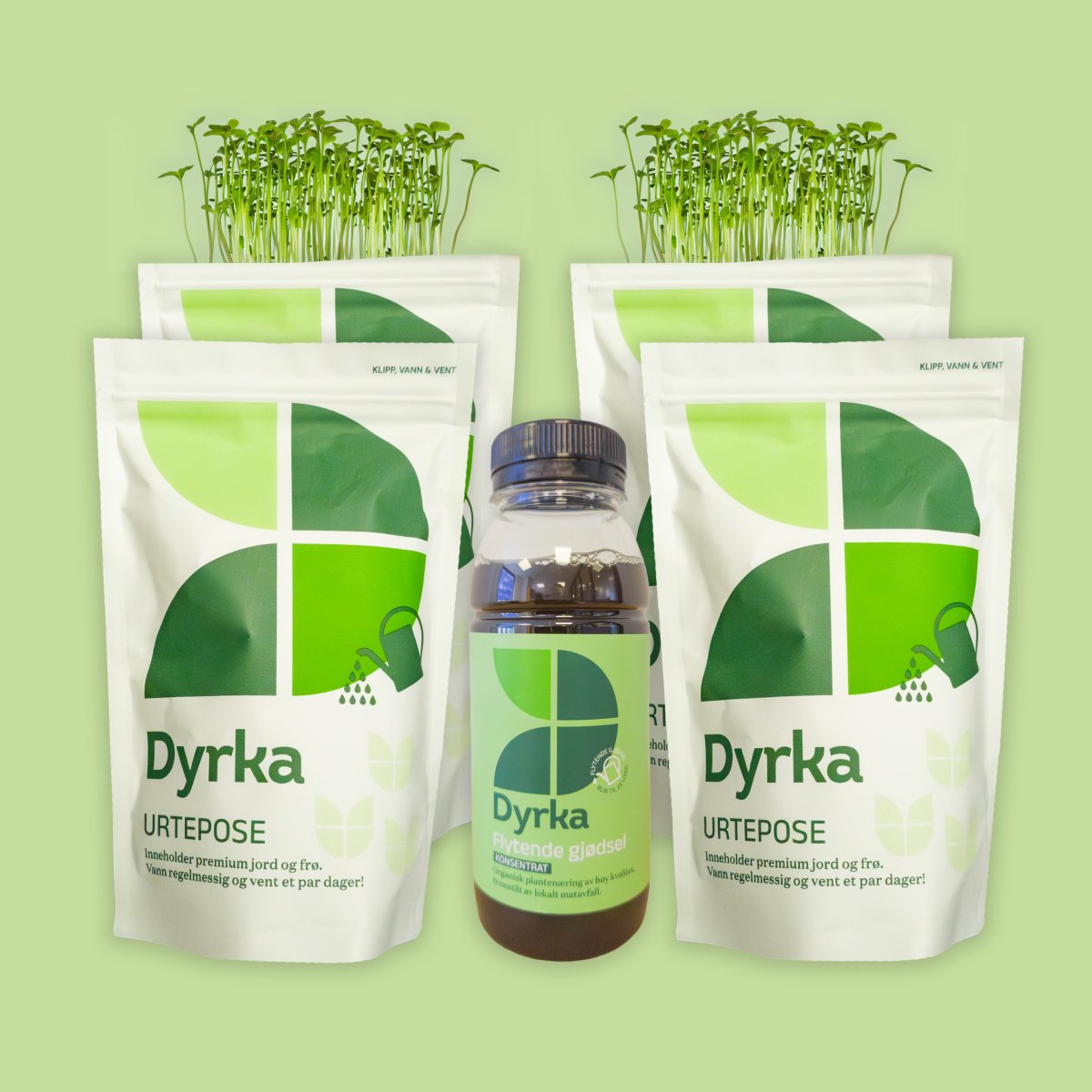 4 urteposer + 200ml flytende gjødsel